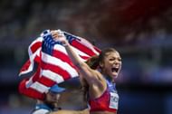 Gabby Thomas at the 2024 Summer Olympics in Paris, France - Source: Getty